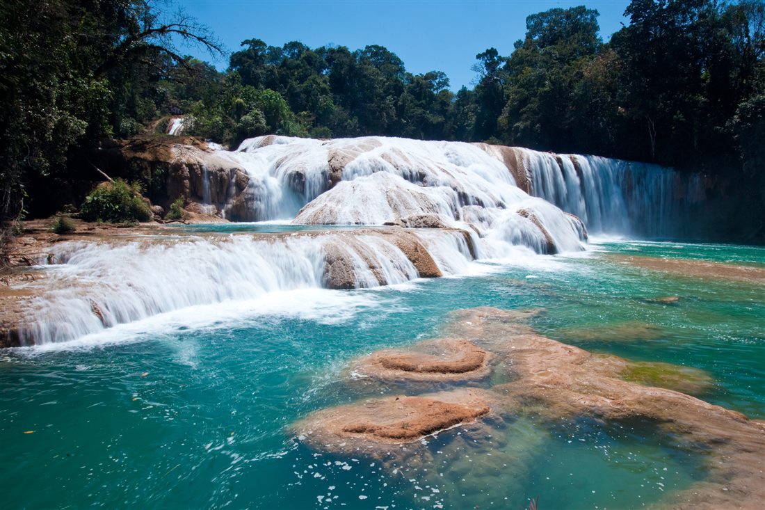 The turquoise waterfalls of Agua Azul near Palenque